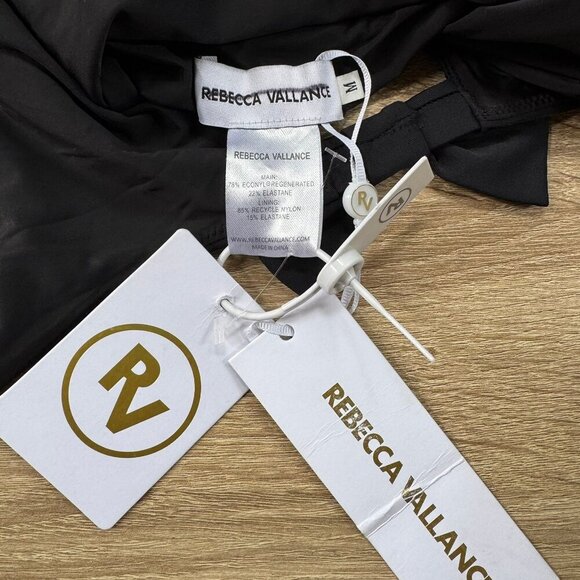 NWT Anthropologie Rebecca Vallance Elena Bow One-Piece Swimsuit Black Medium - Picture 5 of 9